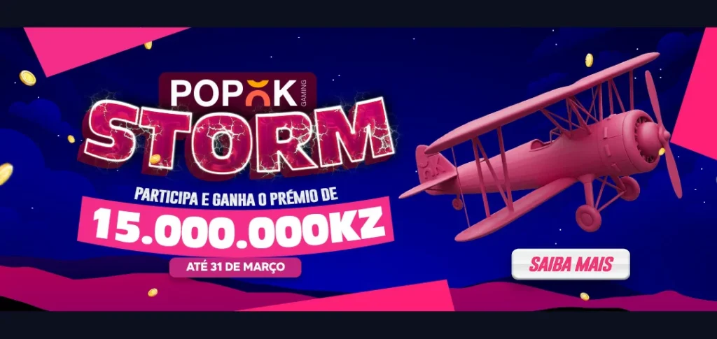 Descubra como funciona a Promoção Popok Storm, ganhe Free Bets enquanto joga e aproveite um fundo de prêmios de até 15.000.000 AOA nos jogos